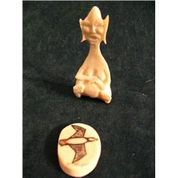 Bilican and Plachet, Rare scrimshaw of flying puffin by Peter Mayac (37)