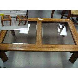 Pair of Lamp Tables with Beveled Glass, & Coffee table  (84)
