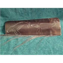 CHOICE on 4 Scrimshawed Baleen Platchets w/ 2 Humpback Whales, (2)