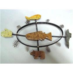 Soapstone and wood Spirit Mask 9 1/2" x 13 1/2" by Mark Raffelli  (2)