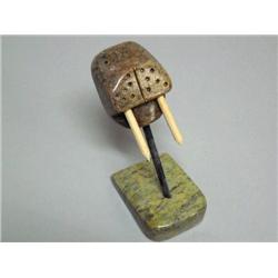 Soapstone Walrus by Pearl Zolbivich from Nome, Alaska  7"tall x 2" wide (2)