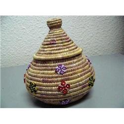 Basket with Bead Work 6 1/2" by Pearl Zolbivich from Nome, Alaska (2)