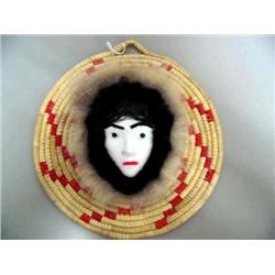 Cast Mask mounted on a Grass Mat done by Flora Wassillie of Togiak, Alaska (2)