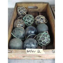 CHOICE of 3 Groups of 10 old Japanese Ball Floats in Pepsi  Crates (2)