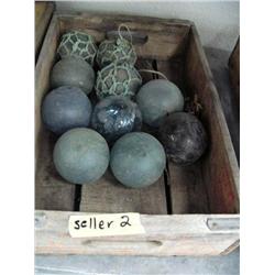 CHOICE of 3 Groups of 10 old Japanese Ball Floats in Pepsi  Crates (2)