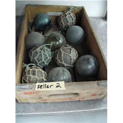 CHOICE of 3 Groups of 10 old Japanese Ball Floats in  Pepsi Crates (2)