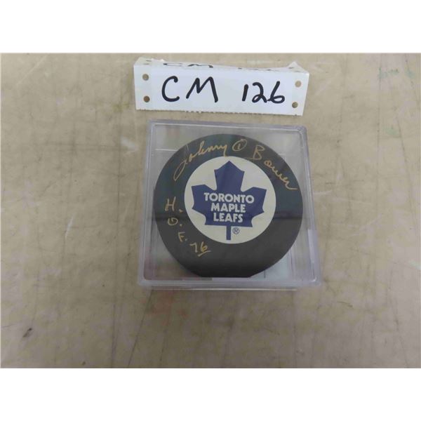 Johny Bower Signed Toronto Maple Leaf's Puck