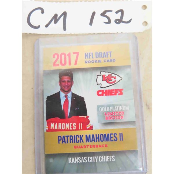 2017 Patrick Mahomes NFL Draft + Rookie Card