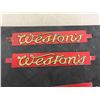 Image 2 : 7 Vintage Metal Weston's Biscuits Advertising Strips from Display Rack ;