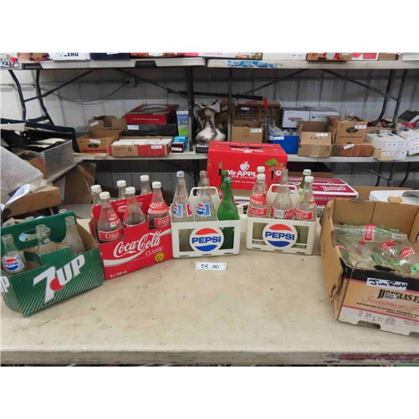 Various Pop Bottles ; Pepsi, Coca-Cola, 7Up