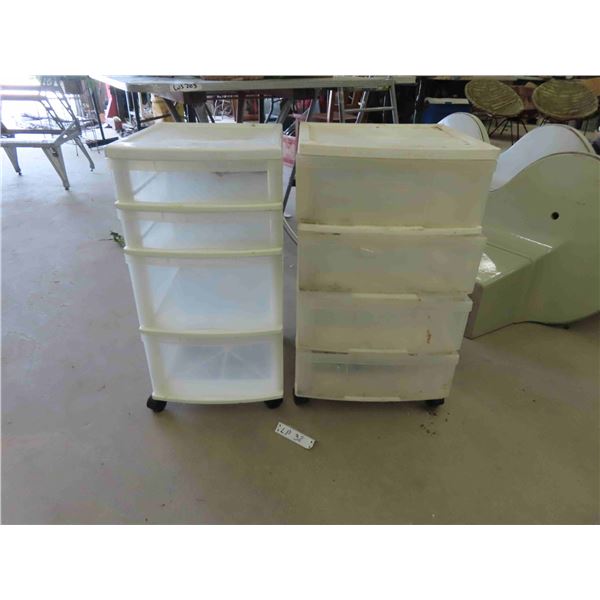 (2) 4 Drawer Plastic Rolling Organizers