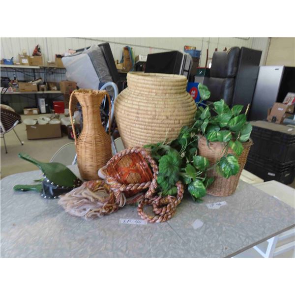 Wicker Baskets, Plastic Plants