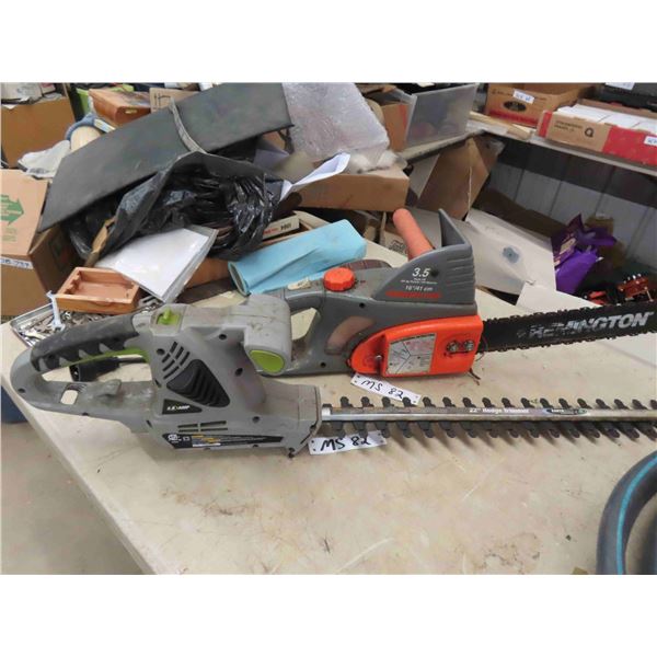 Earthwise 22" Hedge Trimmer, Remington 16" Chainsaw- Power, Both Work 