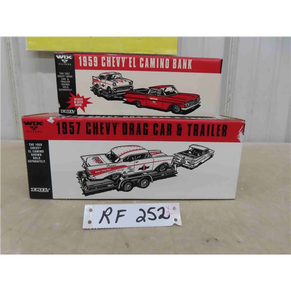 3 pcs Replicas 1:25 Scale '59 El Camino, '57 Chev & Trailer