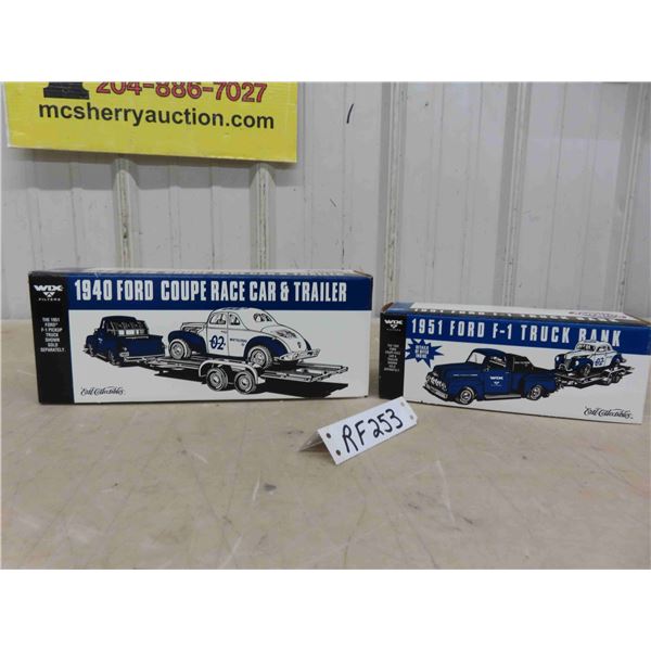 3pcs Replicas 1:25 Scale - '51 Ford Truck, '40 Ford Coupe & Trailer