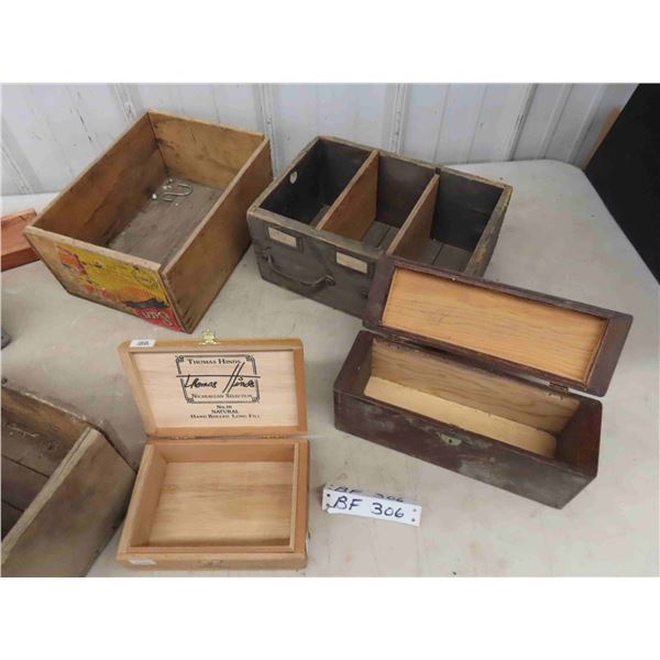 Collection of Wooden Boxes, Galvanized Tool Holder