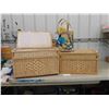 Image 1 : (2) Wicker Rattan Lined Blanket Boxes 15.5" x 16.5" x 25" & 13" x 13.25" x 23"