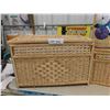 Image 2 : (2) Wicker Rattan Lined Blanket Boxes 15.5" x 16.5" x 25" & 13" x 13.25" x 23"