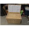 Image 8 : (2) Wicker Rattan Lined Blanket Boxes 15.5" x 16.5" x 25" & 13" x 13.25" x 23"