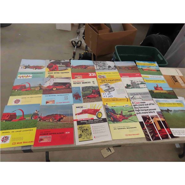 19 Farm Implement Brochures - 1960s+ 70s ; New Holland, Case, plus others