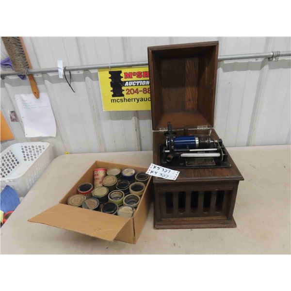 Edison Cylinder Table Top Gramophone with 16 Music Cylinders