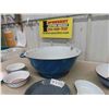 Image 2 : 9 pcs Enamel Ware; Bread Bowls, Small Kettle, Cup top, Bowls, Plates
