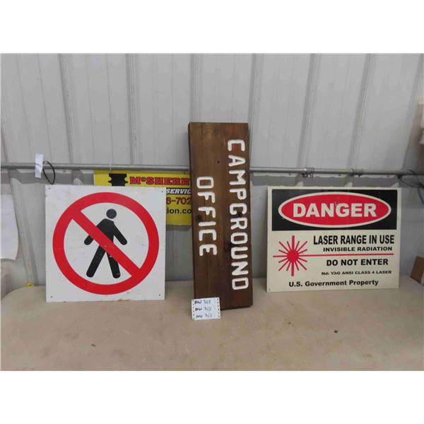 Wood Campground Sign 9" x 28", Metal No Walking, Corridor Do Not Enter