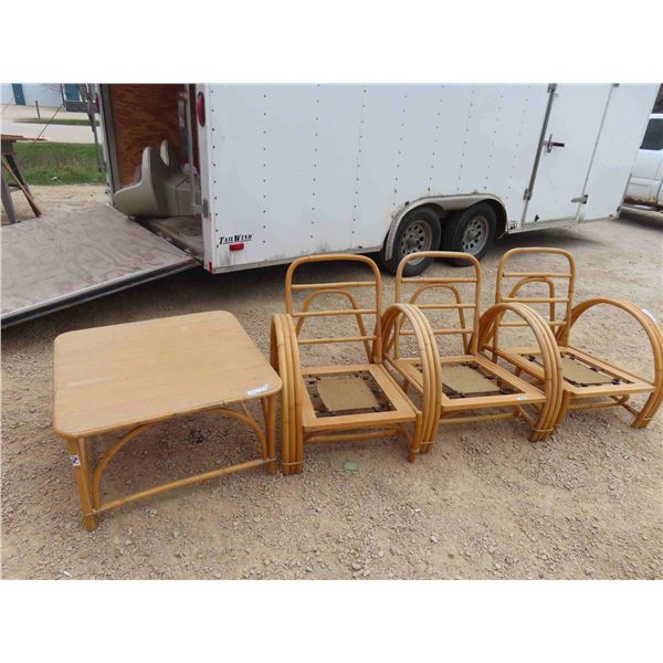 Wicker Sunroom Furniture - Chair + Coffee Table - NO Cushions