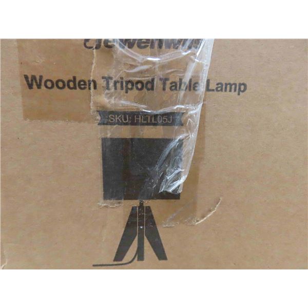 New  Wooden Tripod Table Lamp & 3pc Hardwire Light