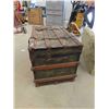 Image 2 : Wooden Trunk with Leather Strapping 22" x 24" x 36"