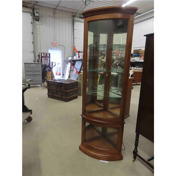 Light Up Corner China Cabinet with 2 Doors, 3 Glass Shelves 16"x 24" x 72"