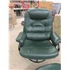 Image 2 : Green Leather Chair - Recliner + Swivel with Matching Foot Stool
