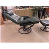 Image 4 : Green Leather Chair - Recliner + Swivel with Matching Foot Stool
