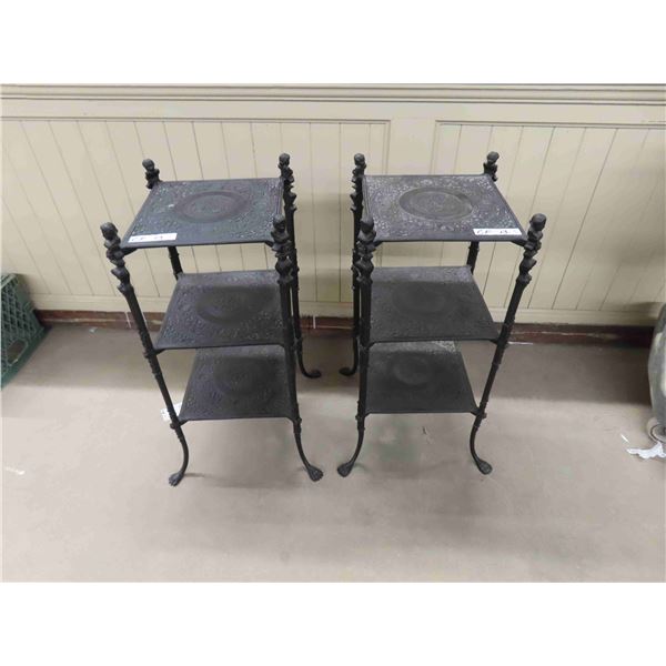 (2) Metal Wrought Iron Shelves 3 Tier 13" x 13" x 31"