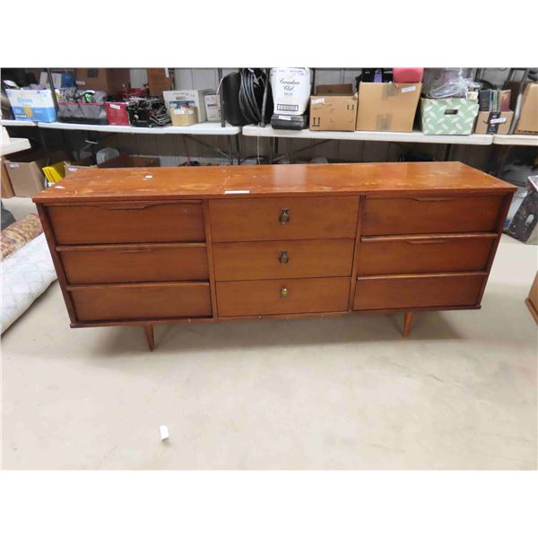 Turn of The Century Dresser with 9 Drawers 18  x 29.5  x 72 