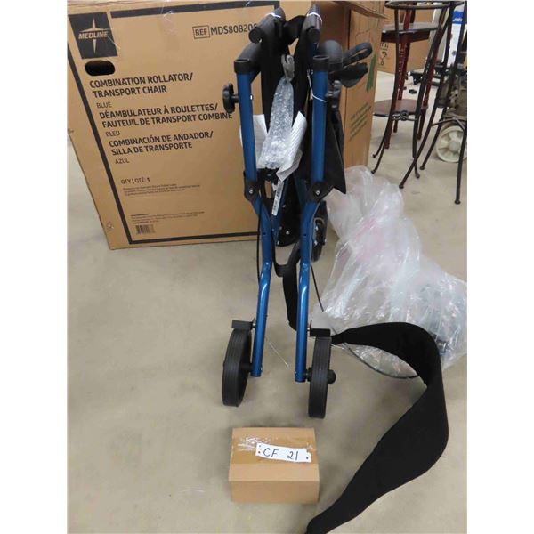 New Combination Rollator Transport Chair - Blue