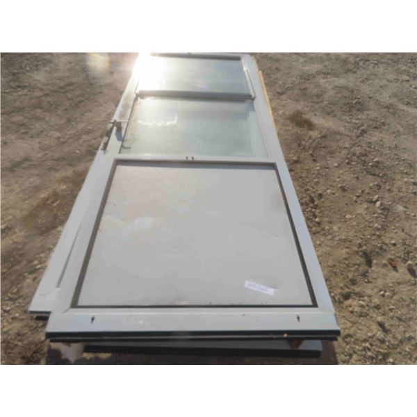 (3) Aluminum Storm Doors 80'' x 31.5'' -1 Has Casing a Hatched