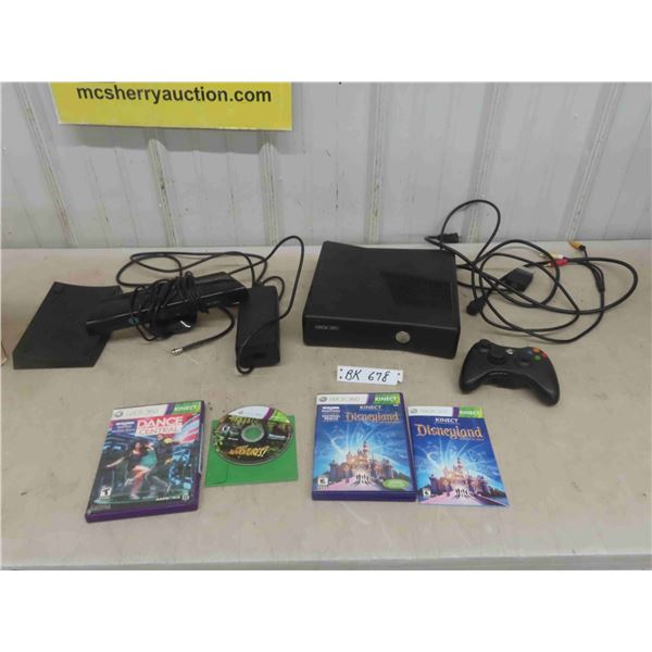 XBOX 360 Console with Controls , Kinect , and Games