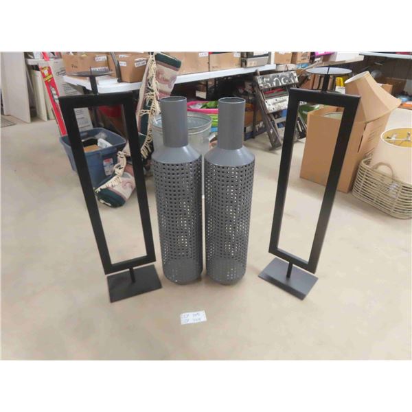 Room Décor : (2) 39'' Tall Candle Holders , (2) 34'' Tall Metal Vases