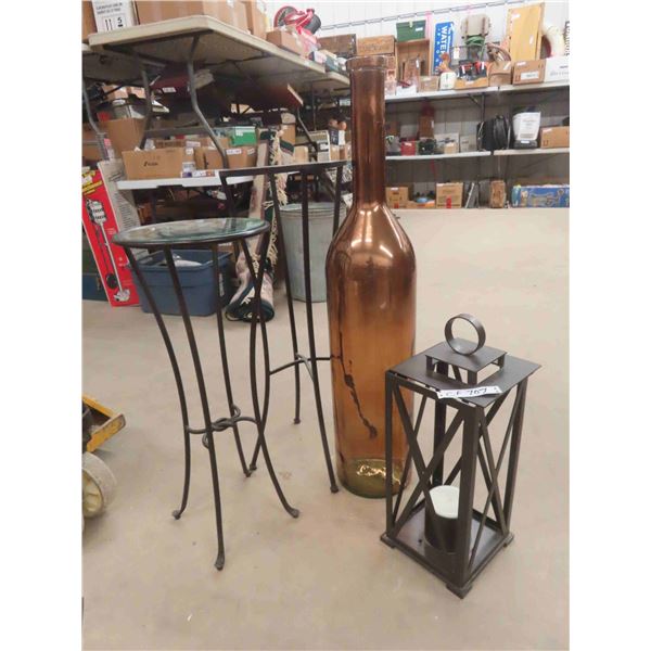 Room Décor : 40'' Glass Vase , Metal Lantern Style Candle Holder