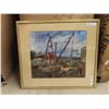 Image 1 : Vintage Watercolor Painting Industrial Dock Workers, Signed - Very Interesting! 