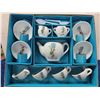 Image 2 : 1970 Holly Hobbie China Tea Set, Mint in Box, Antique Wooden Baby Rattle &