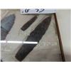 Image 2 : 8 Stone Arrowheads + Dart Point - Framed in Display , Dated + Identified - Biggest 6"