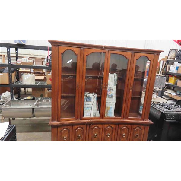 Large China Cabinet 2 pc with Curved Front 18  x 74  x 81 