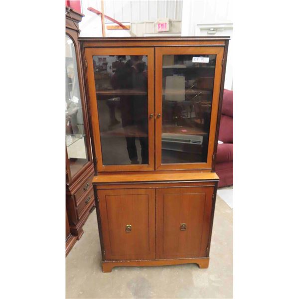 Walnut Corner China Cabinet 62  x 31  x up to 12 