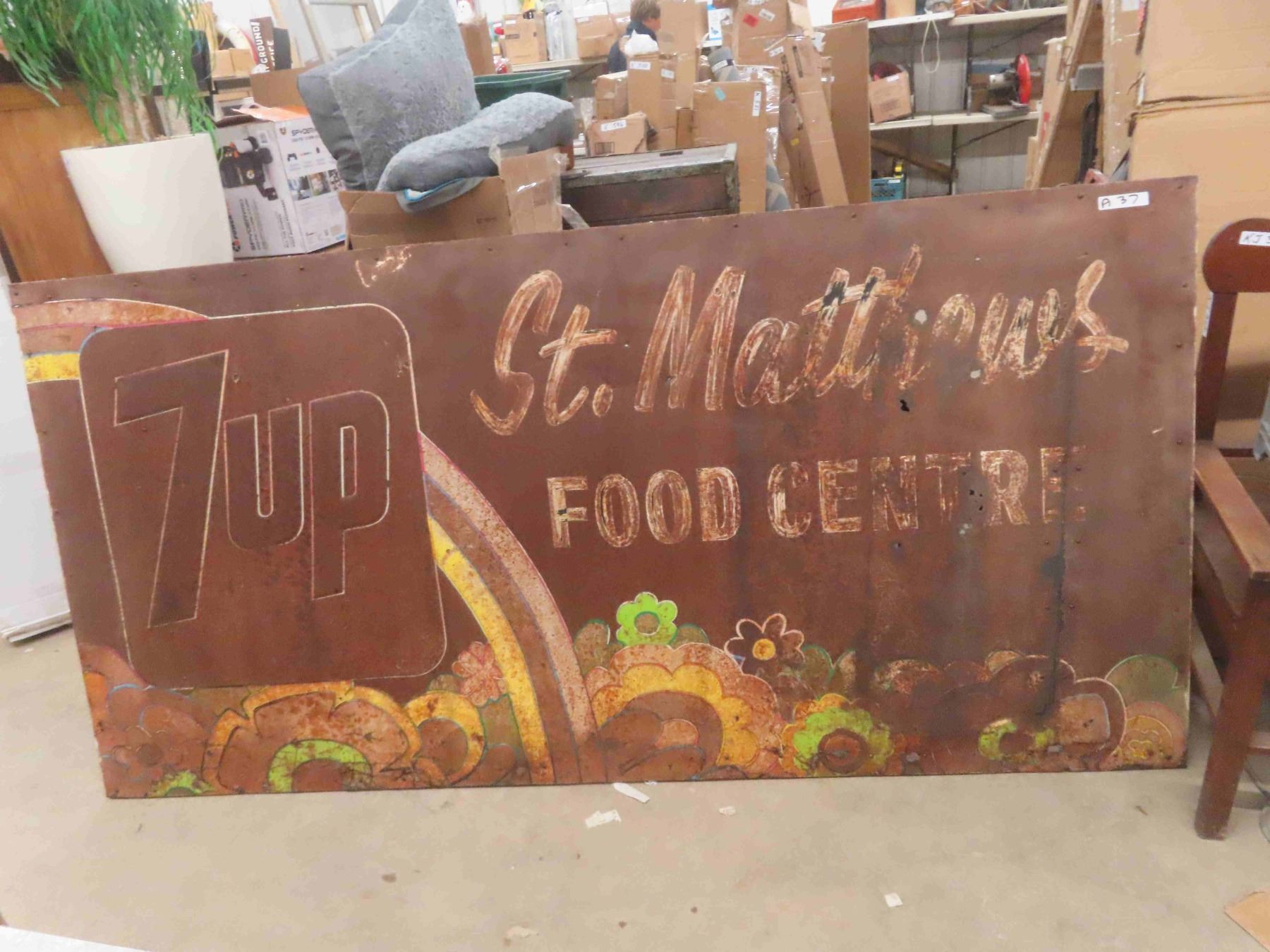 7UP Metal Sign St. Mathews Food Centre 46'' x 94'' - McSherry Auction ...