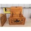 Image 2 : 2 Wood Crates , 1 Has Hinged Lid - 19'' x 12'' x 10 1/2'' + 14'' x 13 1/2'' x 12''