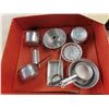 Image 2 : Vintage Set of Childrens Aluminum Cooking Utensils in Original Box 