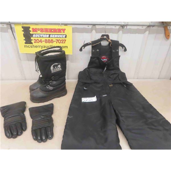 Sorel Snowmobile Boots Mens Size 7 , HJC Ski Pants Mens Size