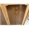 Image 3 : Oak 2 Door Gun Wall Mount Cabinet with 2 Glass Doors, Lock & Key 6" x 39" x 49" 